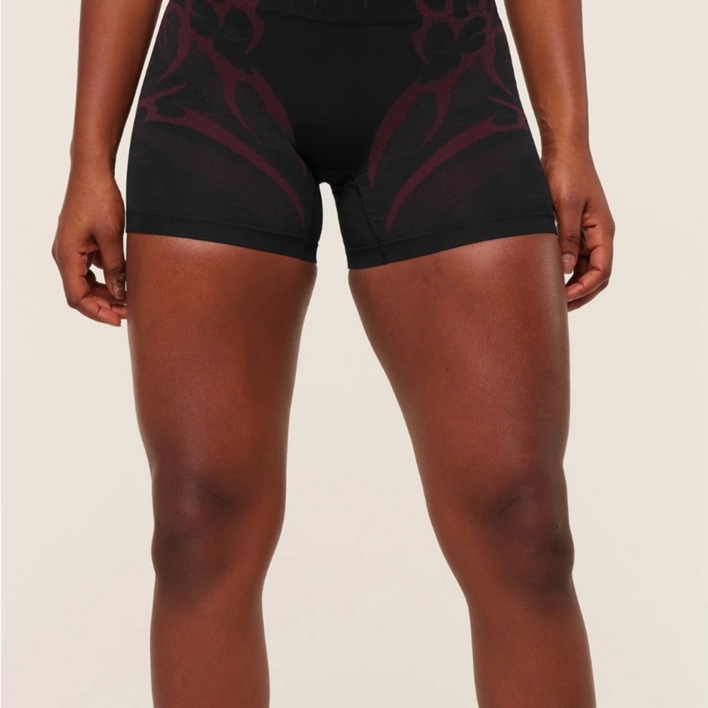 Gymshark Black and Dark Red Bike Shorts